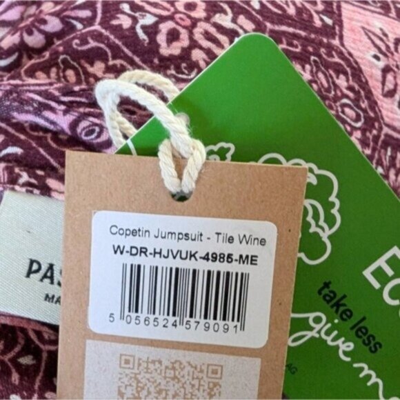 Passenger Copetin Jumpsuit M NEW Tile Wine Red Cropped Bohemian Outdoors Travel - Picture 7 of 7